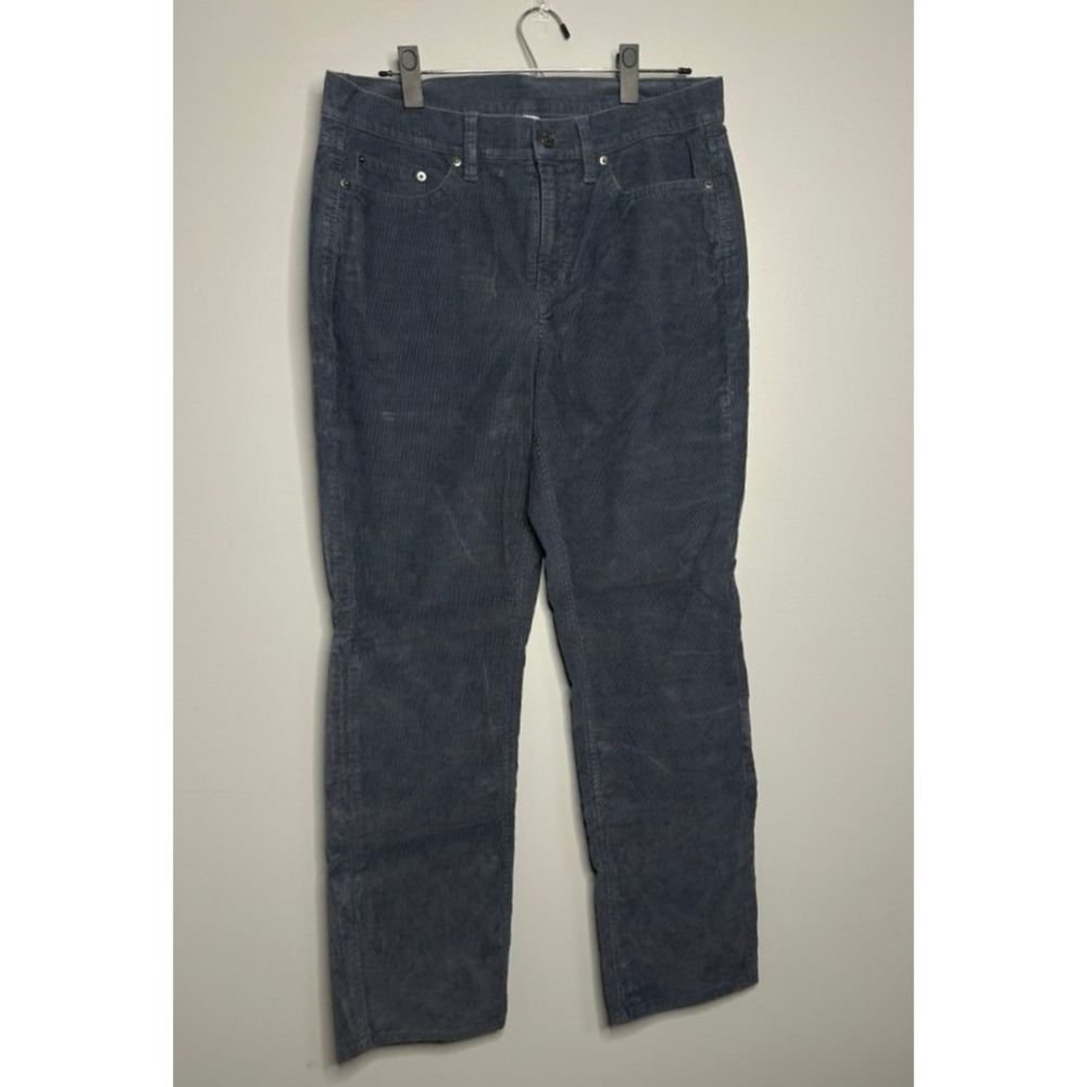 LL Bean Womens 12 Reg Corduroy Pants Blue Gray Straight Leg Gorpcore Outerwear